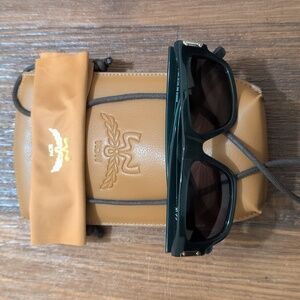 MCM MW0019 Shiny Dark Green Rectangular Sunglasses - Case & Cloth Incl.